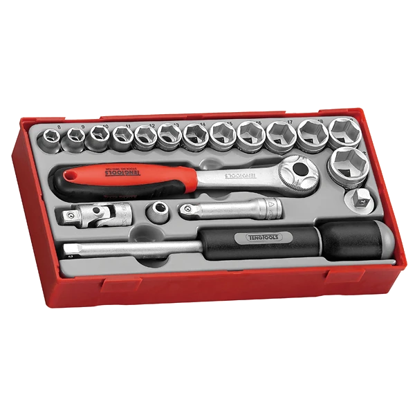 Teng 19pc 3/8in Dr. Skt & Acc Set 8-22mm - TC-Tray