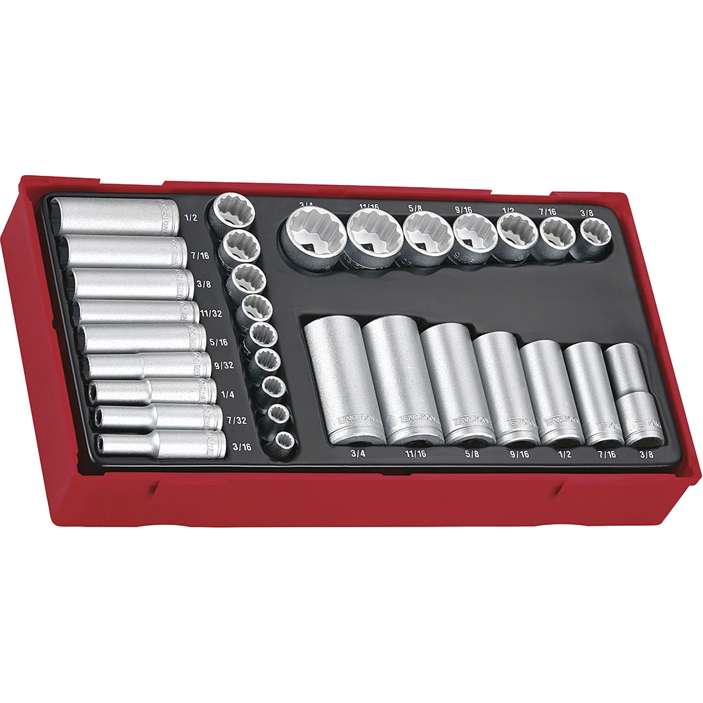 Teng 32pc 1/4 & 3/8in Dr. Reg/Deep AF Skt Set (12-pt) - TC-T