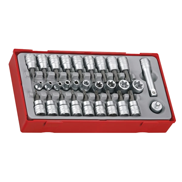 Teng 30pc 1/4&3/8in Dr. TX TPX & TX-E Bit Skt Set - TC-Tray
