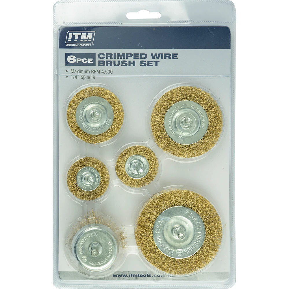 ITM 6 Piece Crimp Wire Wheel Brush Kit