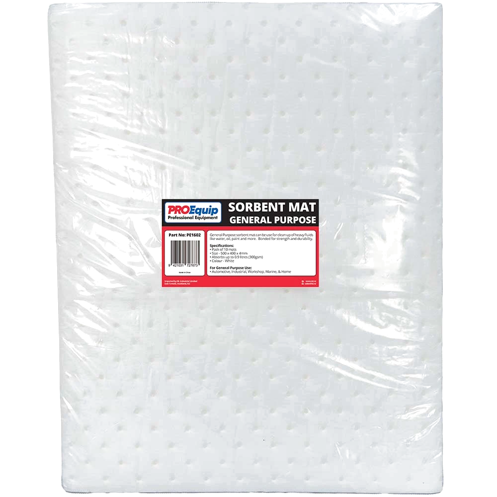 ProEquip Absorbent Mat - 500x400x4mm - Oil (White) - 100pk