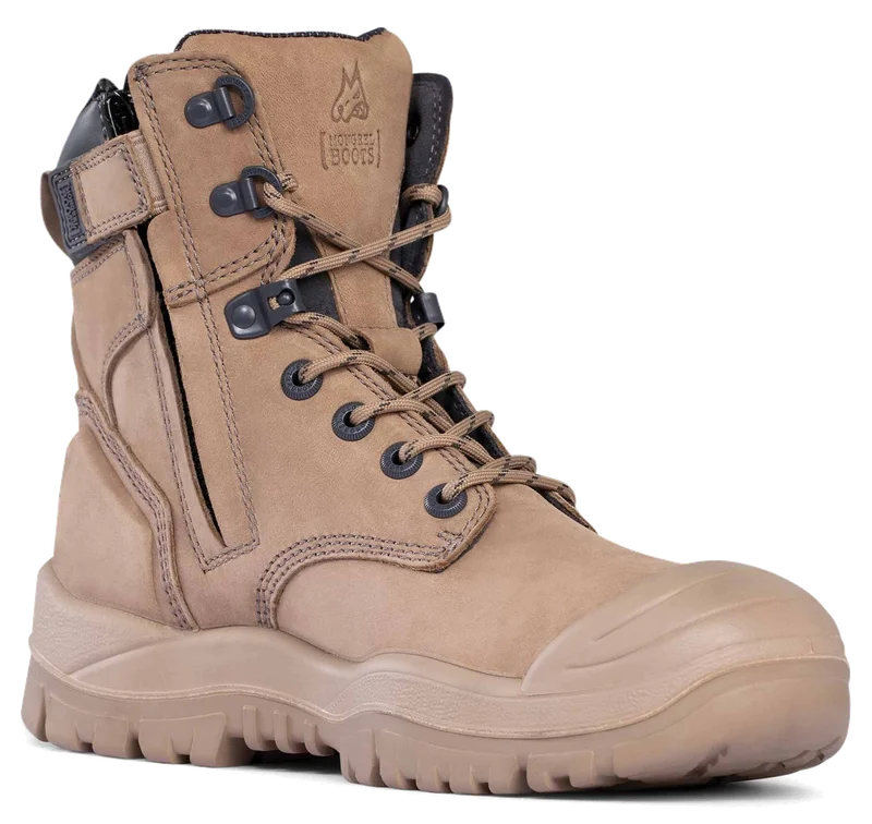 Mongrel High Zipsider Boot, Scuff Cap, Stone