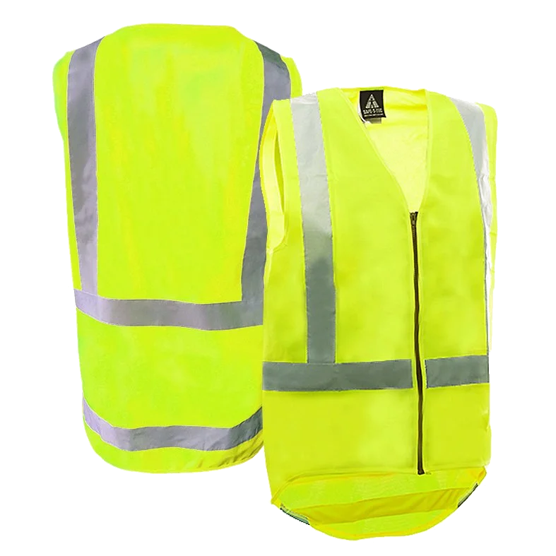 Hi-Vis Vest, Zip, No Pockets, Yellow