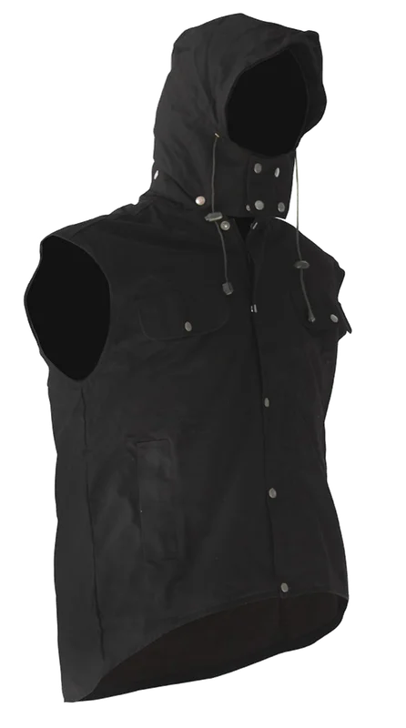 Oilskin Sleeveless Vest with hood