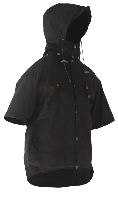 Oilskin Short Sleeve Vest with hood