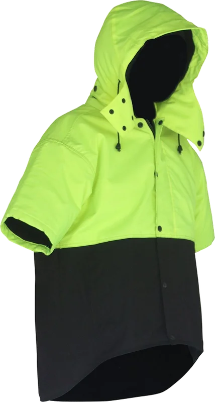 Oilskin D/O Short Sleeve Vest with hood