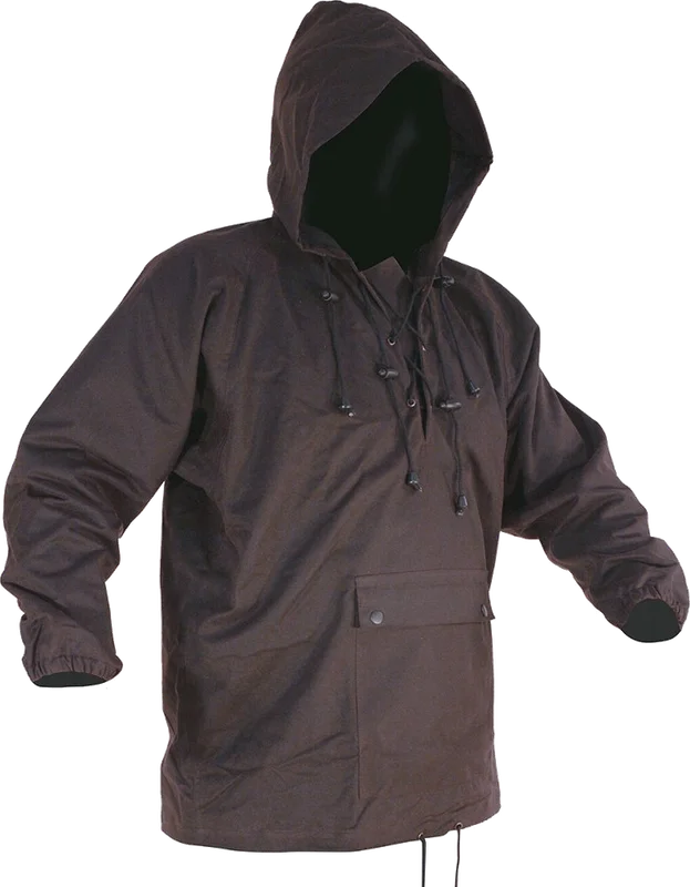 Long Sleeved Lace-up Oilskin Jacket Brown