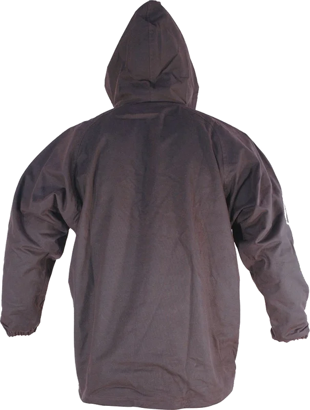 Long Sleeved Lace-up Oilskin Jacket Brown - Image 3
