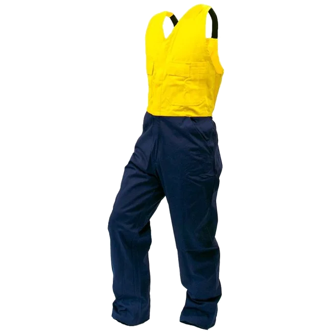 Action Cotton Bib Overalls, DO, Yellow/Navy