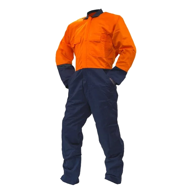 Ripstop Cotton Overalls, DO, LS, Orange/Navy