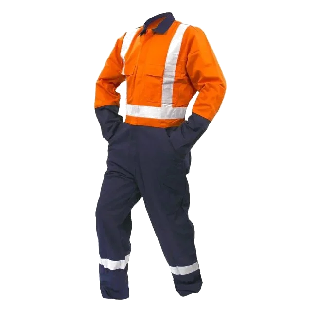 Ripstop Overalls, D/N, LS, Orange/Navy