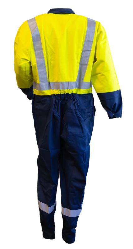 Cotton Overalls, D/N, LS, Domed, Yellow/Navy