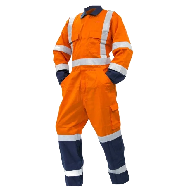 Polycotton Overalls, TTMC, D/N, LS, Ora/Navy