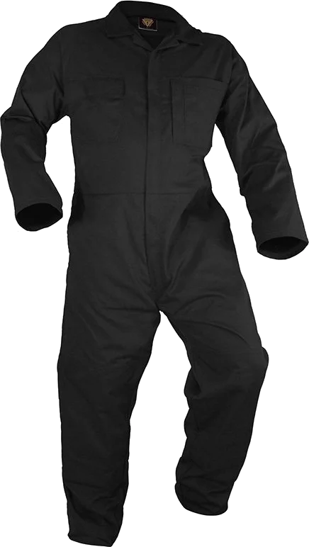 Long Sleeved Polycotton Zip Coverall Black