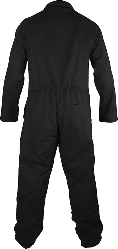 Long Sleeved Polycotton Zip Coverall Black - Image 2