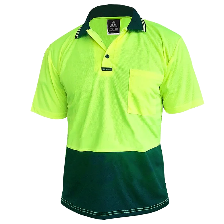 Hi-Vis Polo Shirt, S/S, Yellow/Spruce