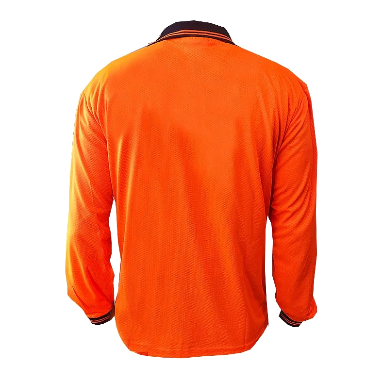 Hi-Vis Polo Shirt, LS, Orange/Navy