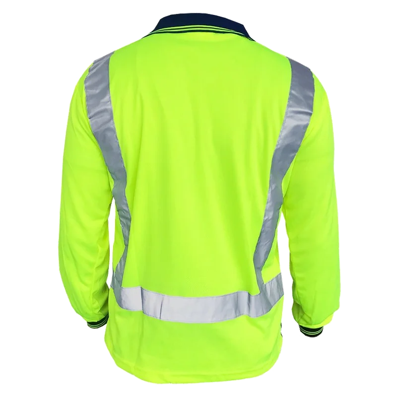 Hi-Vis D/N Polo Shirt, LS, Yellow/Navy