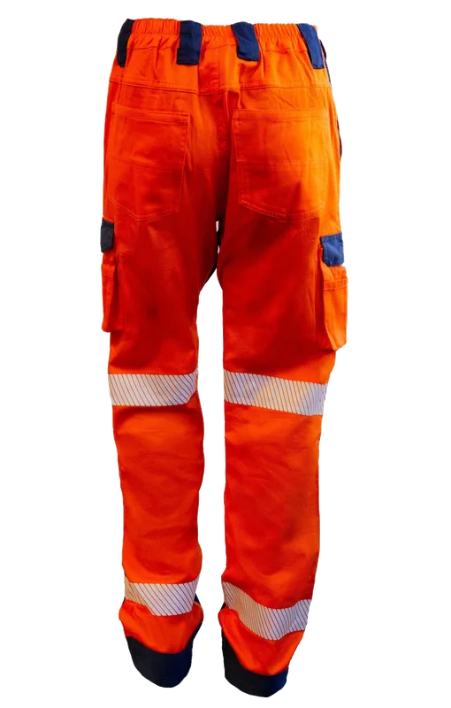 Hi-Vis Cargo Trousers, Ripstop, Orange/Navy