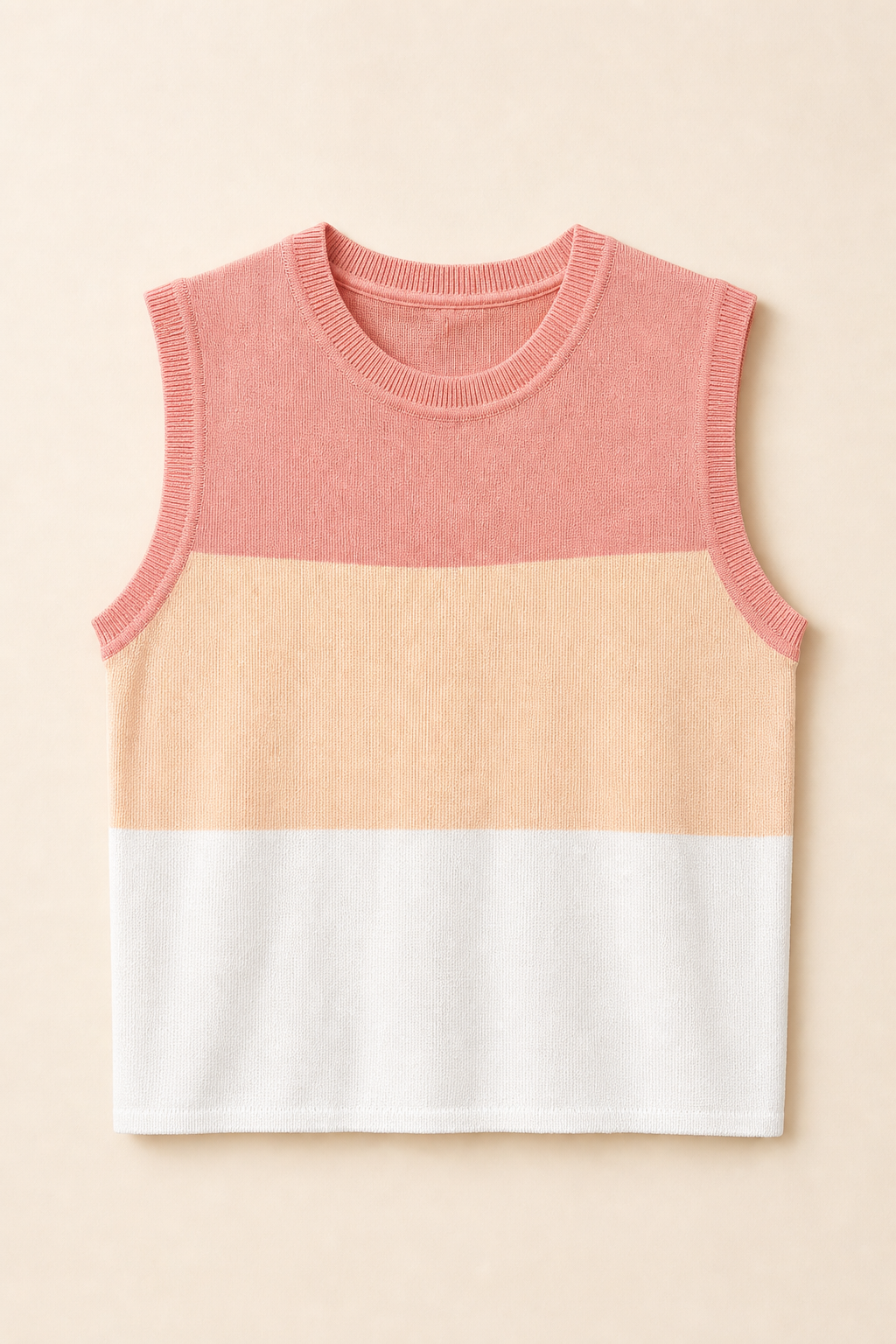 Sleeveless Color Block Knit Pullover Vest