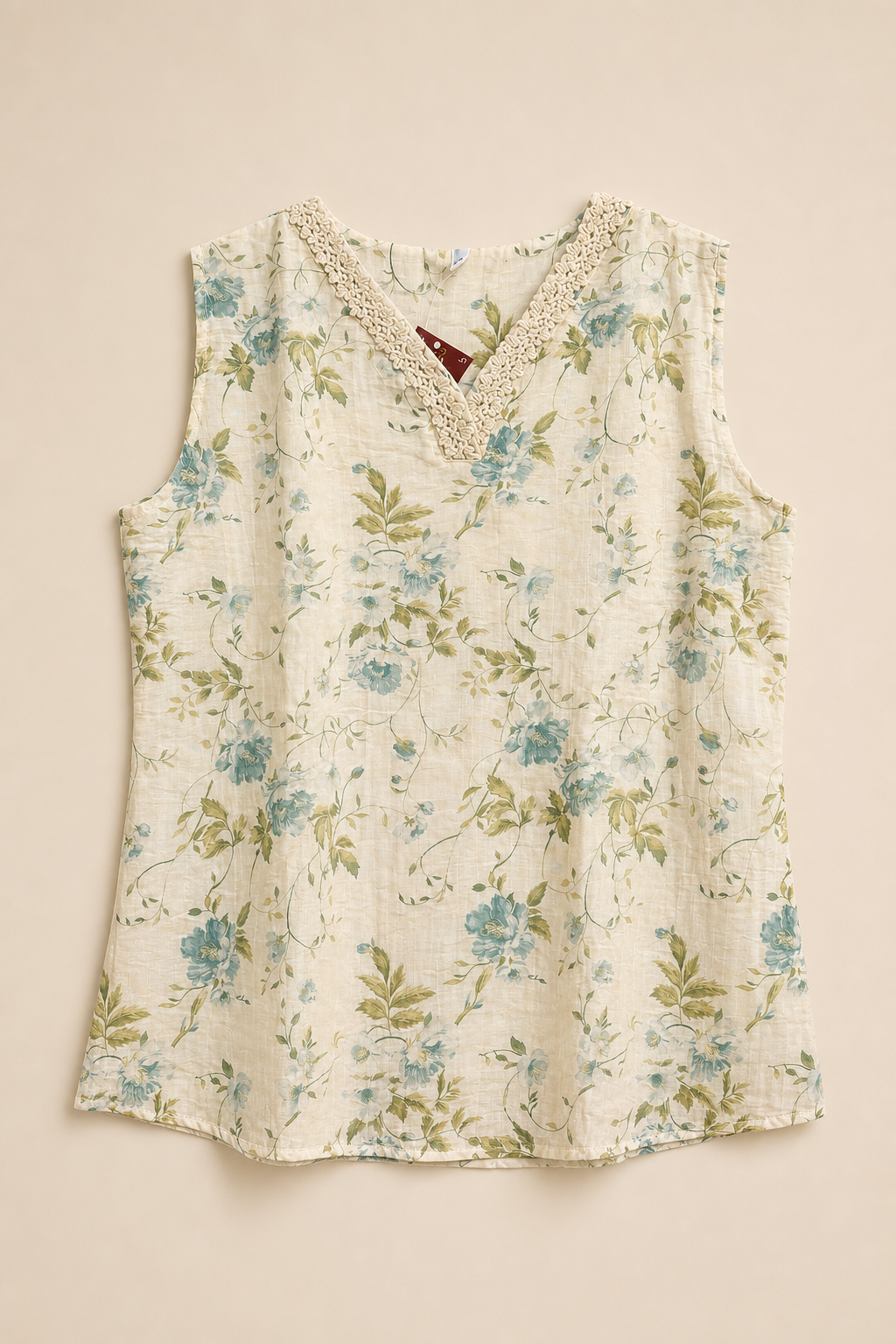 Sleeveless V-Neck Floral Printed Elegant Top