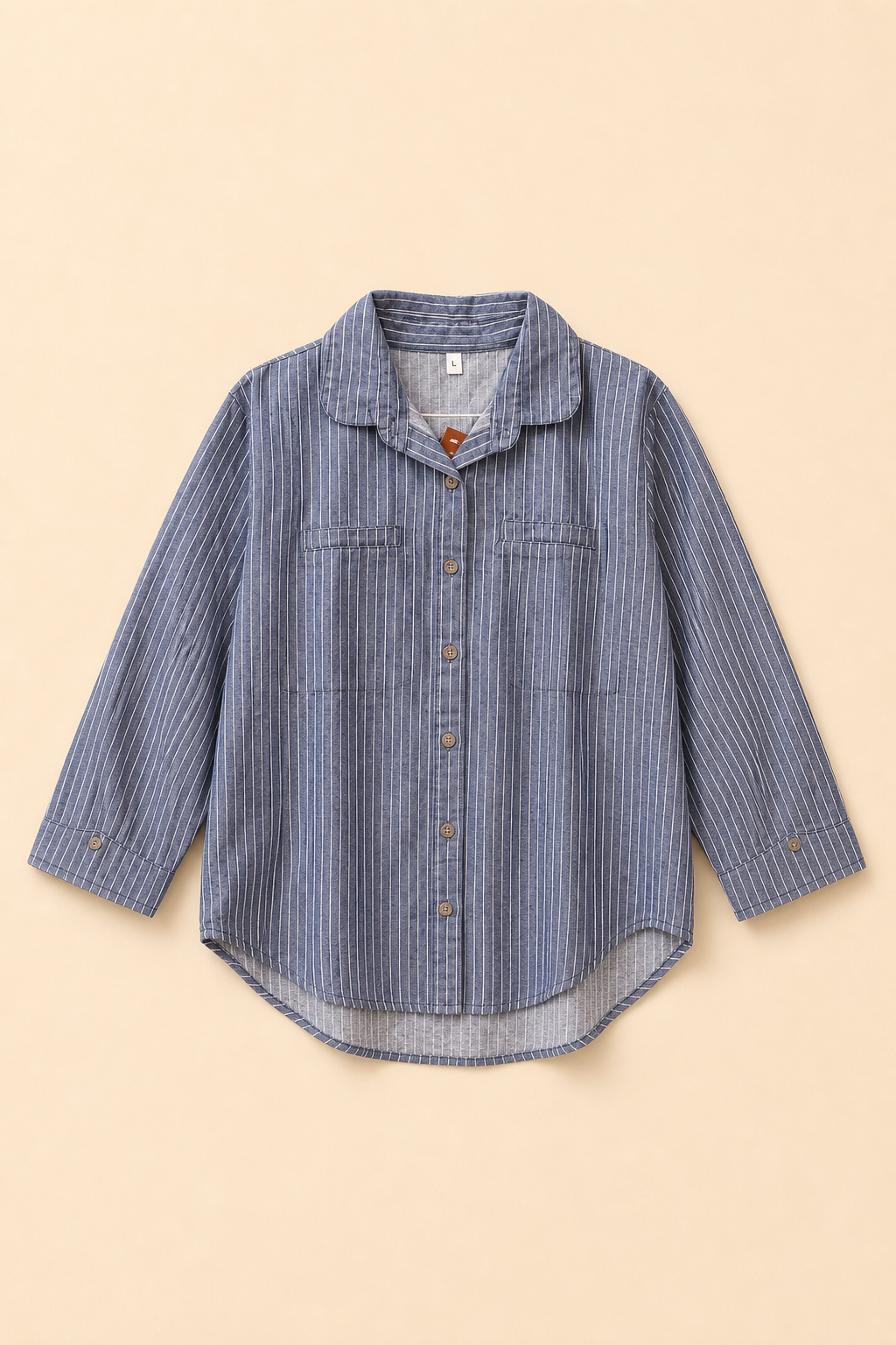 Relaxed Fit Button-Down Collared Striped Shirt