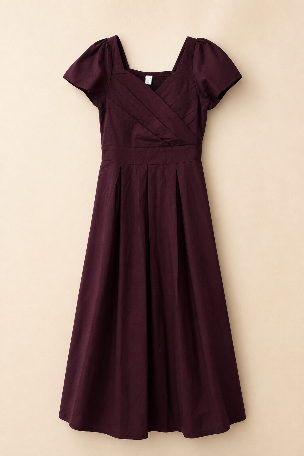 Elegant Square Neck Puff Sleeve Midi Dress