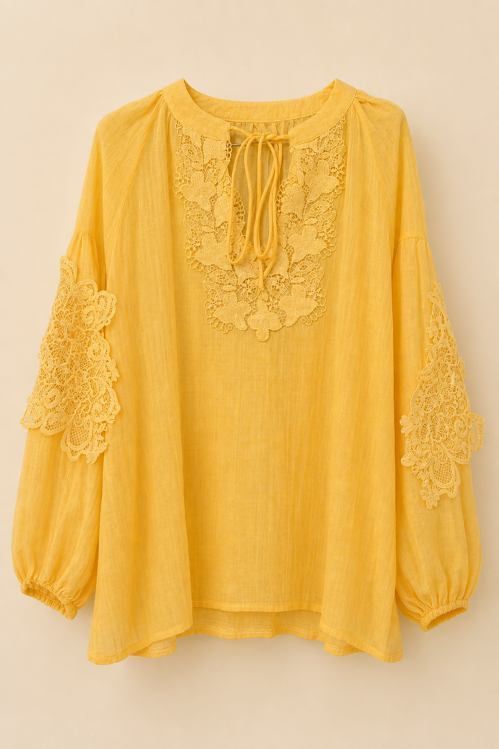 Pink Sheer Long Sleeve Blouse With Lace Insets