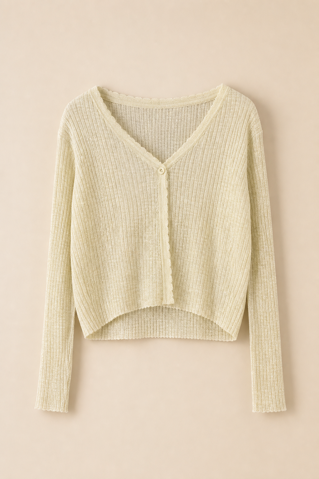 Lightweight Ribbed Knit Cropped Button Cardigan