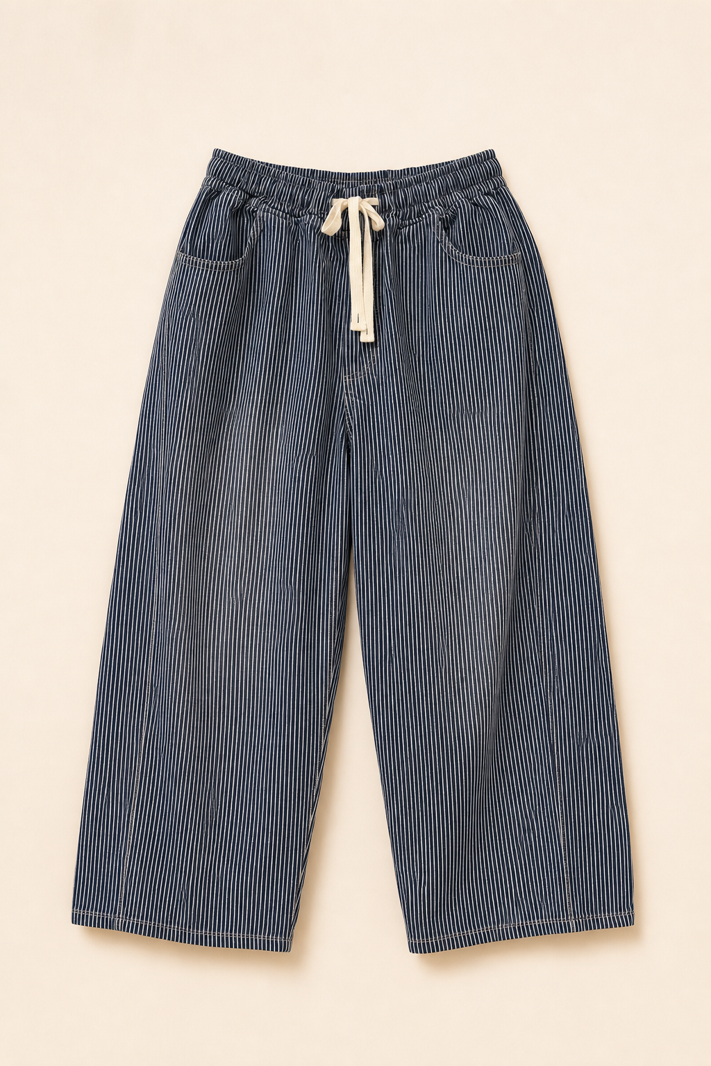 Relaxed Drawstring Waist Wide Leg Pants