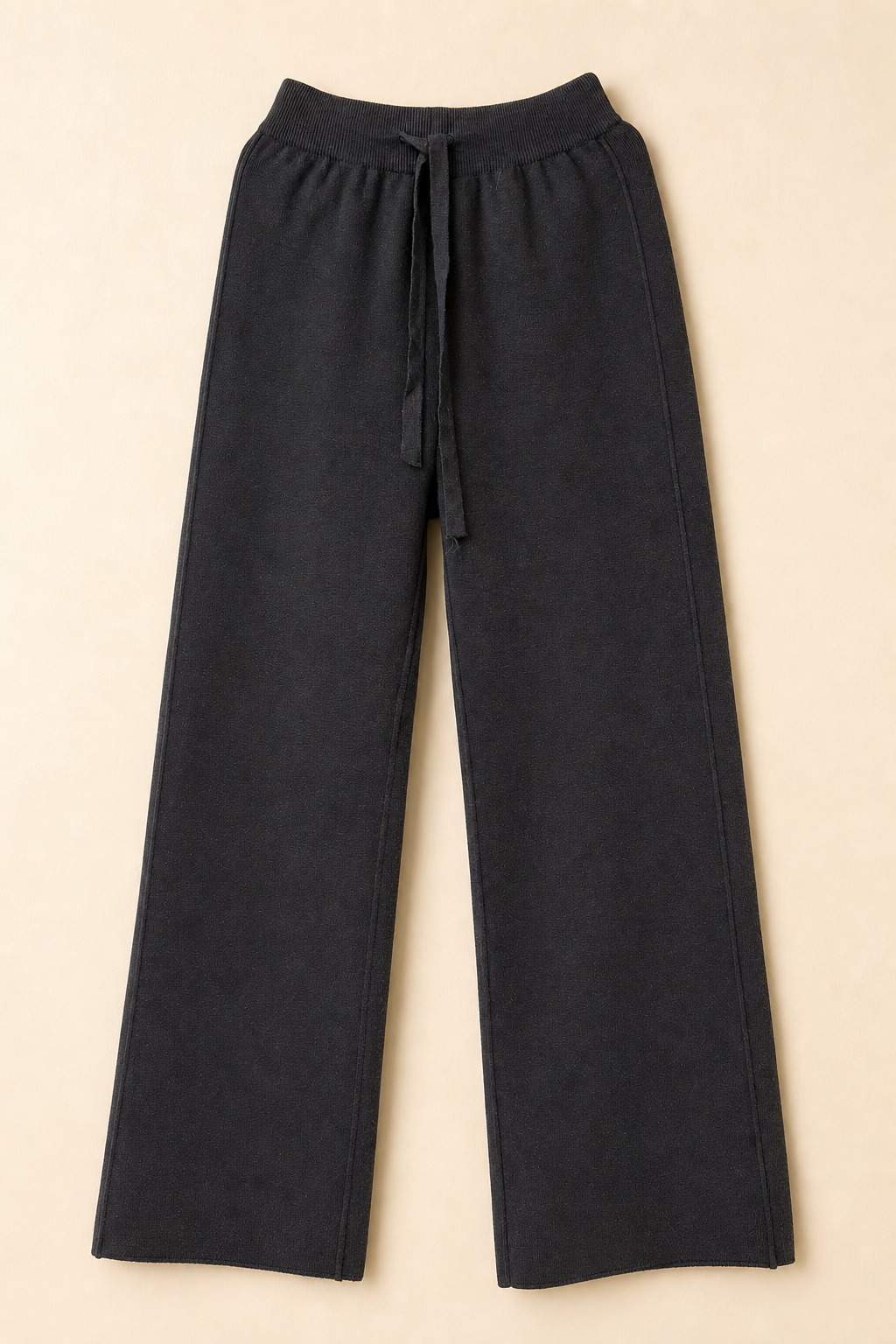 Wide Leg Knit Lounge Pants with Drawstring Waist
