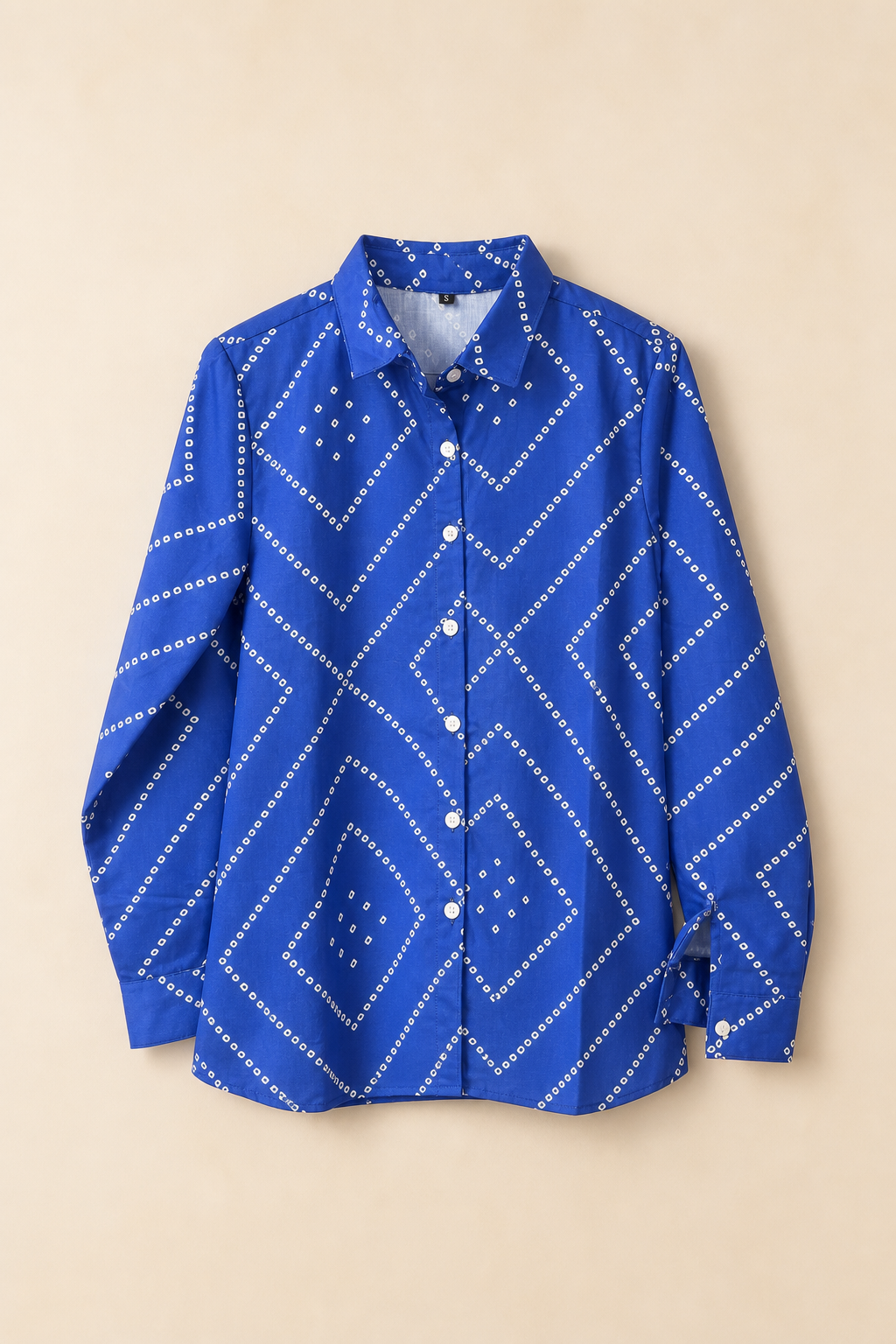 Geometrically Patterned Button-Down Collared Shirt