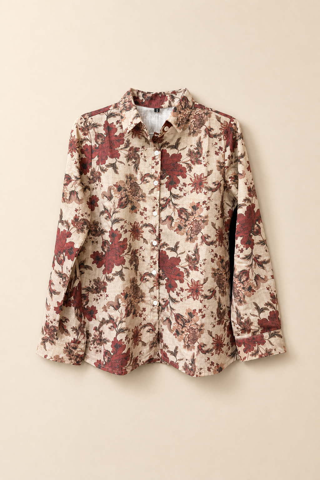 Long Sleeve Floral Pattern Button-Front Shirt