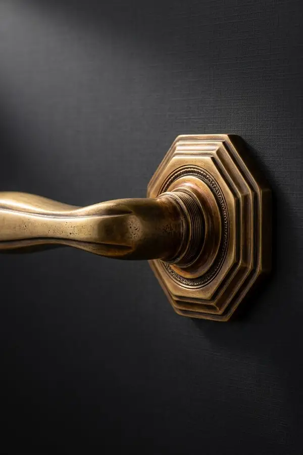 Nanz unlacquered brass lever handle — Era Interiors hardware specification