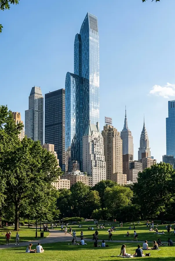 Contemporary glass tower NYC — millwork context