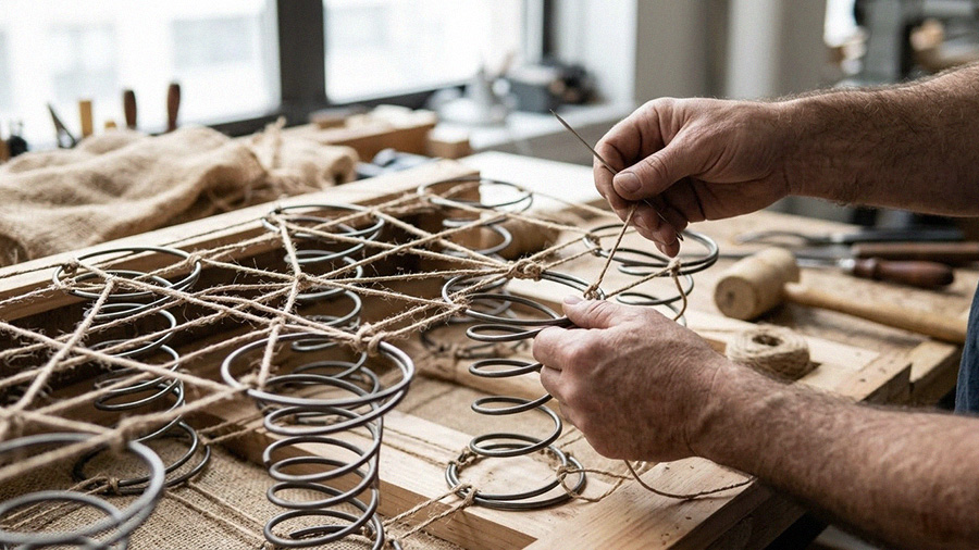 Eight-way hand-tied coil spring seat deck — Era Interiors