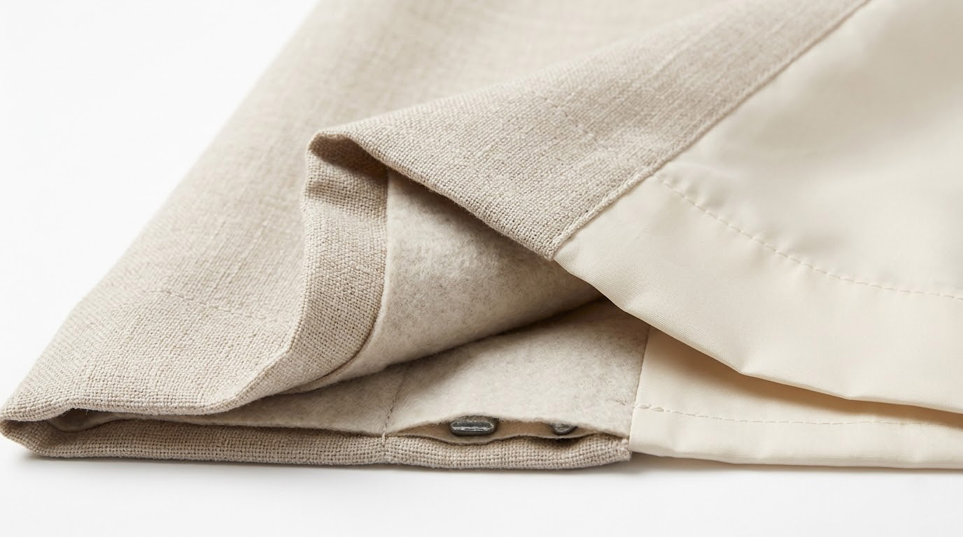 Drapery lining architecture cross-section at hem — Era Interiors