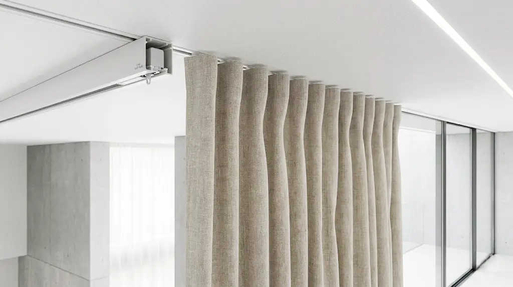 Ripple-fold drapery with Silent Gliss motorized track — Era Interiors