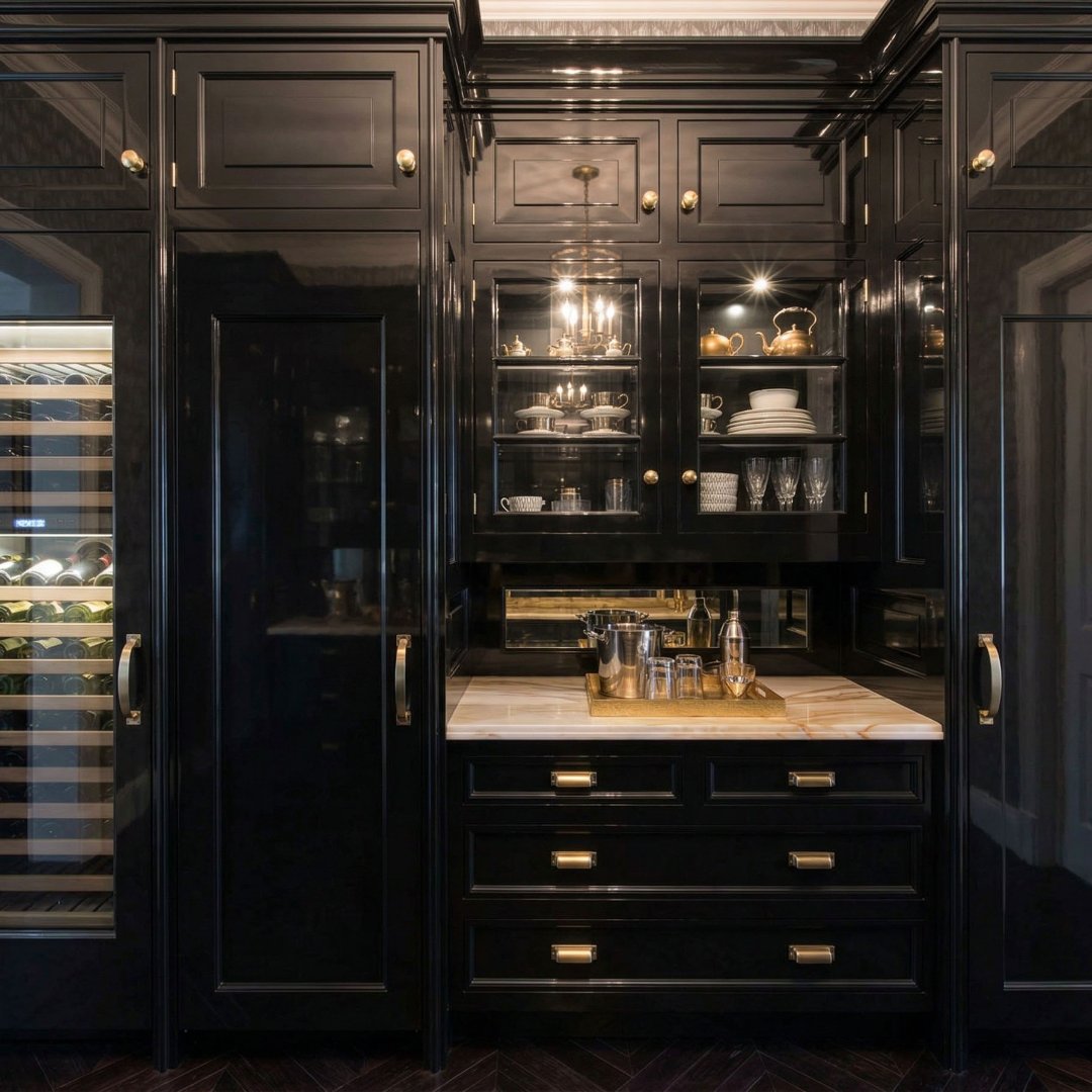 Dining Bar Unit Black Lacquer