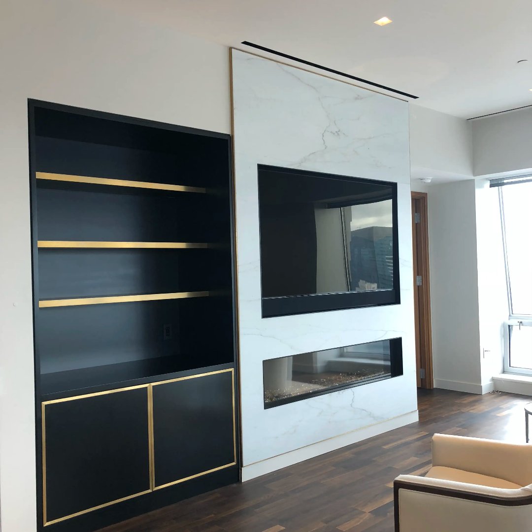 Wall Unit Fireplace Bar Millwork Penthouse