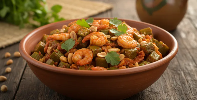 Caruru baiano tradicional: receita de quiabo com camarão seco, dendê e amendoim