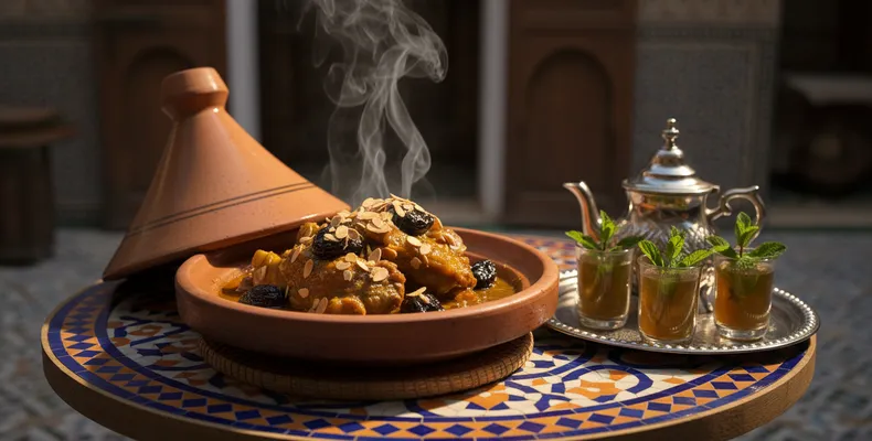 Lamb tagine with prunes and almonds: the sweet-and-savory Moroccan classic