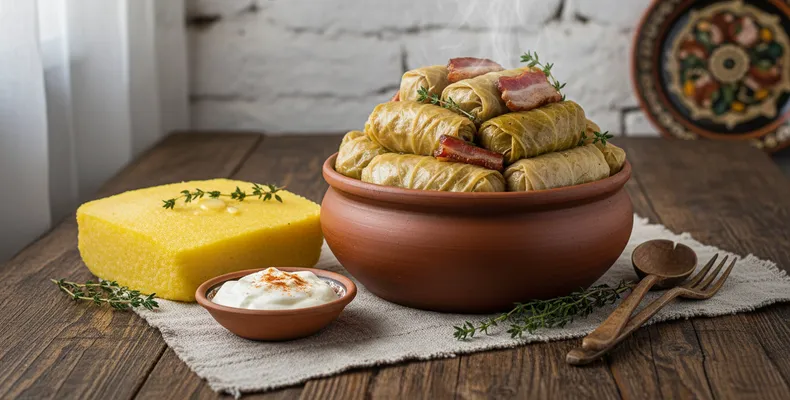 Sarmale tradicionais: as folhas de repolho azedo recheadas com carne de porco e arroz da Romênia