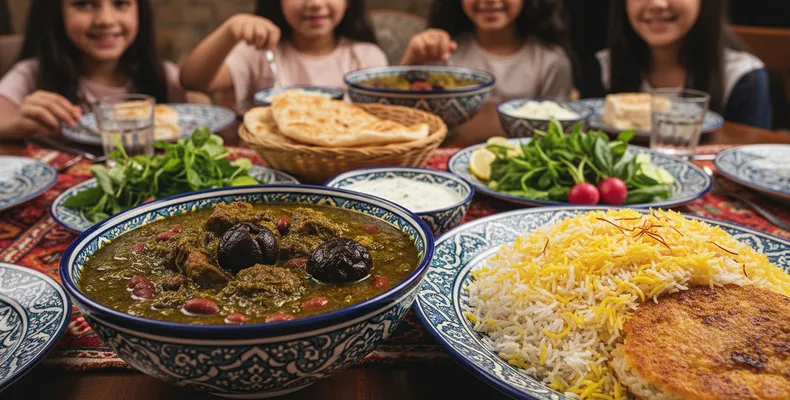Ghormeh sabzi tradicional: o ensopado persa de ervas, feijão-vermelho e cordeiro com limão seco