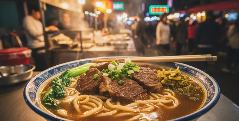 Sopa de macarrão com carne taiwanesa tradicional: o niu rou mian de caldo escuro, anis-estrelado e músculo macio