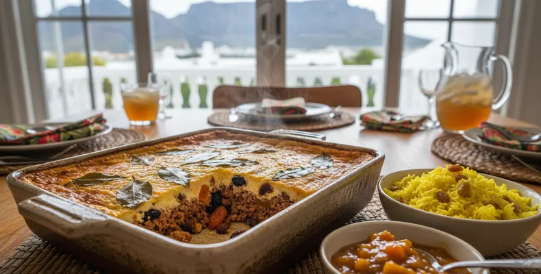 Bobotie tradicional: o assado sul-africano de carne moída ao curry com frutas secas e cobertura de ovo e leite