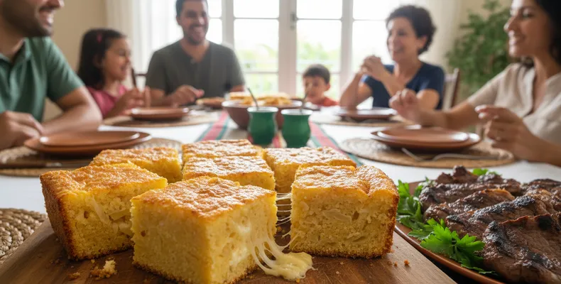 Sopa paraguaia tradicional: o bolo salgado de milho com queijo e cebola que não é sopa