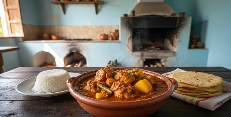 Pepián de pollo tradicional: o ensopado guatemalteco de frango no molho de sementes tostadas, pimentas e tomate