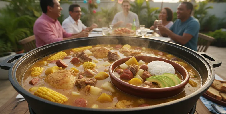 Sancocho dominicano tradicional: o cozido de sete carnes com mandioca, inhame, banana verde e milho