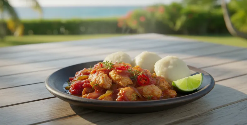 Stewed saltfish com dumplings de São Cristóvão e Névis: o prato nacional de bacalhau refogado com pãezinhos cozidos